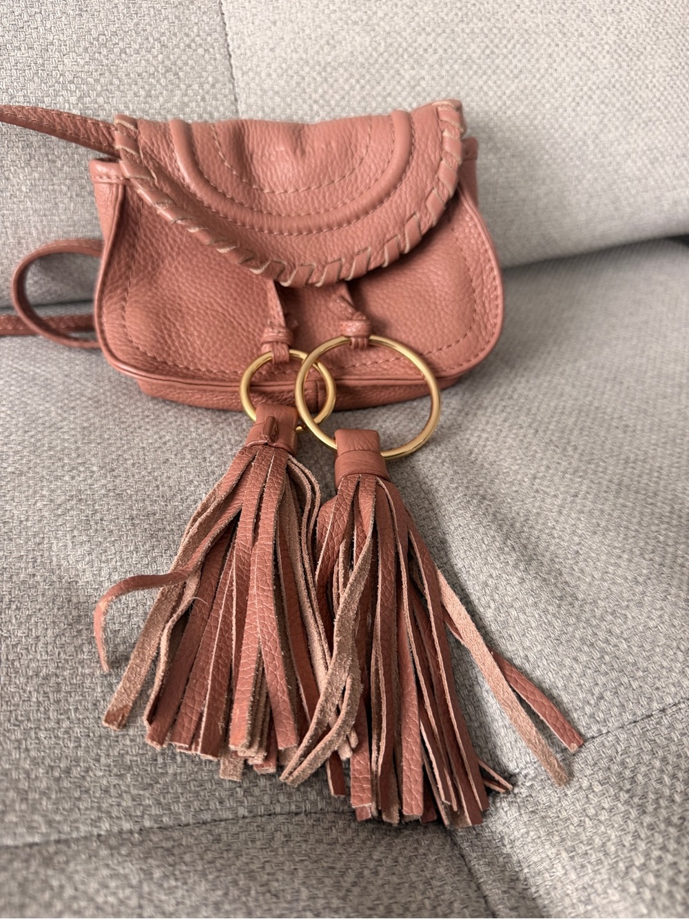 SEE BY CHLOE Tassel Crossbody Bag in Dusty Rose - Women's Leather Shoulder Ba